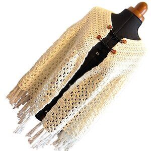 Vintage Granny Chic Off White Poncho